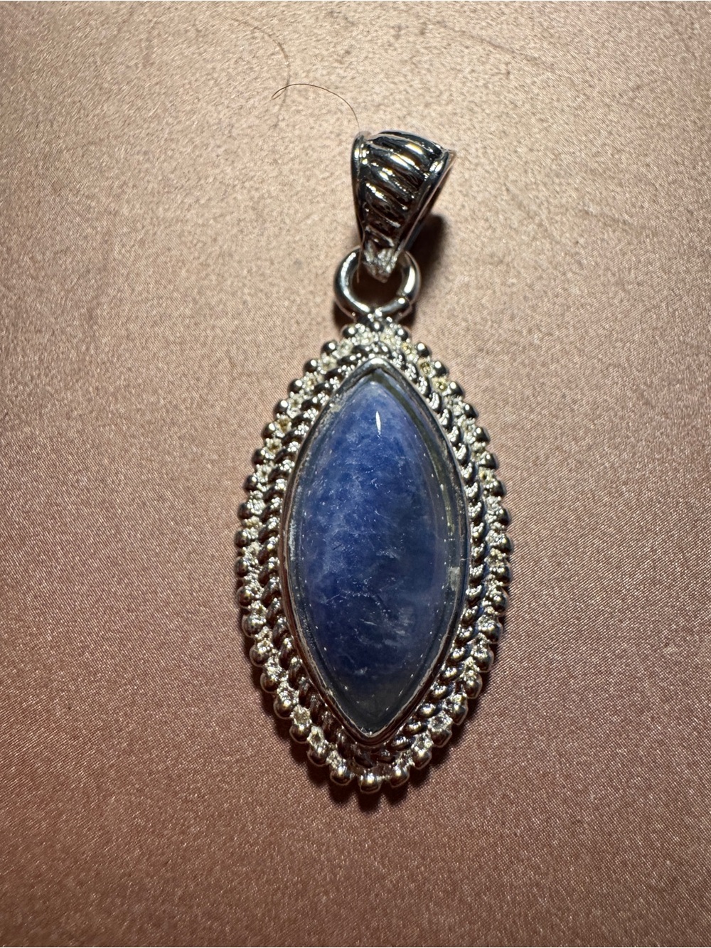 Sterling Silver Blue Marquise Stone Pendant
